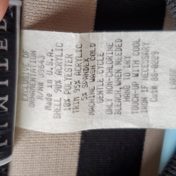 Cricket Lane  Expresso vintage  Shoulder pads tan & black stripe top Large NWT - Picture 3 of 12